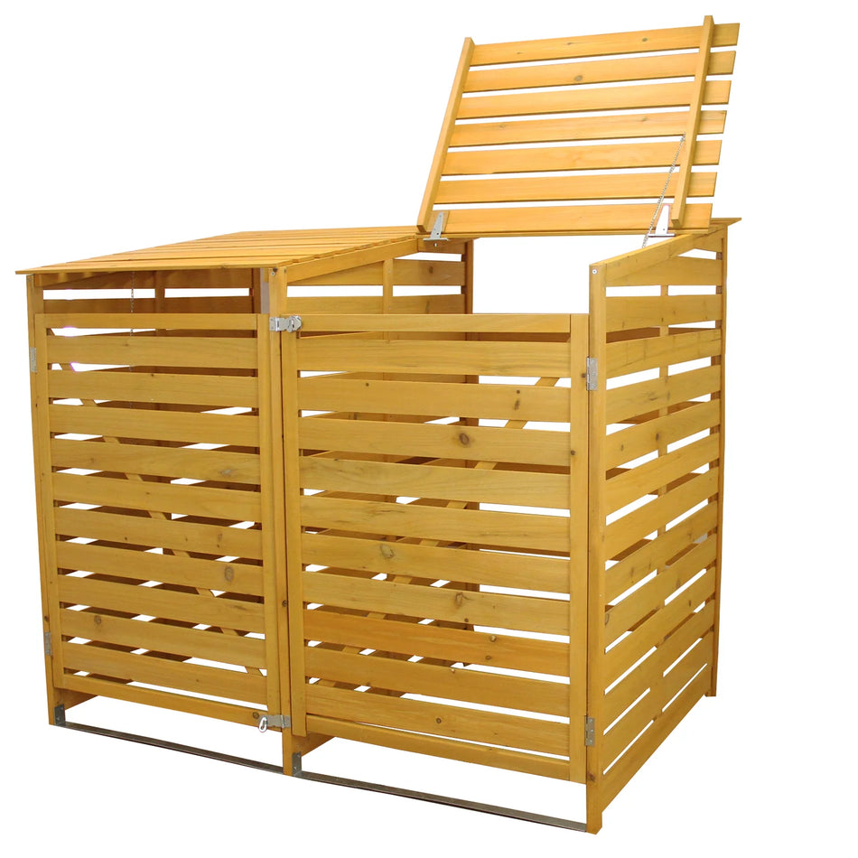 Double Wheelie Bin Storage – Wooden Outdoor Bin Store for 2 Bins