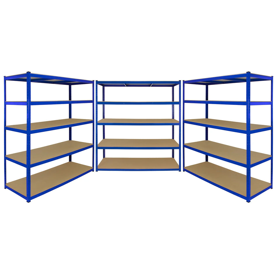3 x T-RaxWorks Extra Wide Storage Shelves, Blue, 160cm W, 60cm D