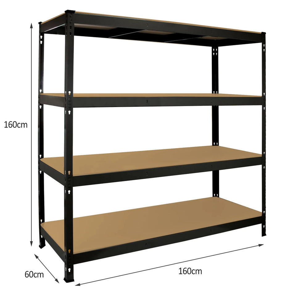 4 Shelf Racking Q-RaxWorks Heavy Duty Storage Shelving, 160cm W, 60cm D, Black