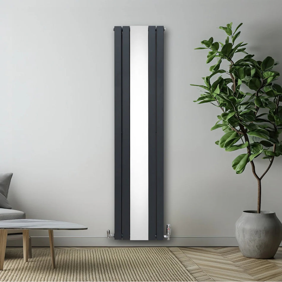 Luxury Flat Mirror Radiator - 1800mm x 380mm - Anthracite Grey