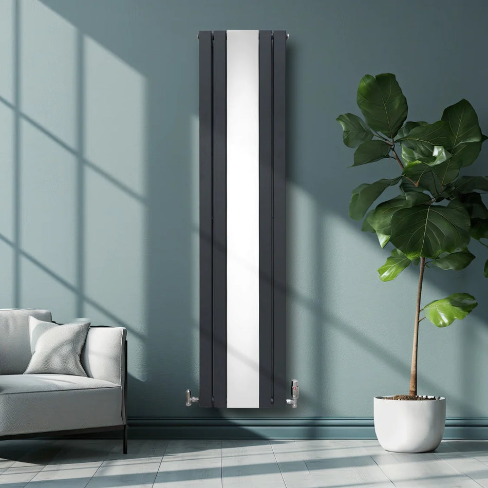 Luxury Flat Mirror Radiator - 1800mm x 425mm - Anthracite Grey