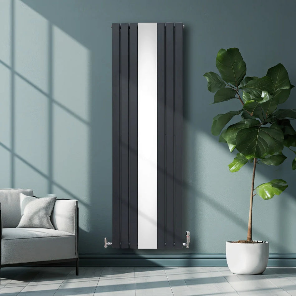 Luxury Flat Mirror Radiator - 1800mm x 500mm - Anthracite Grey