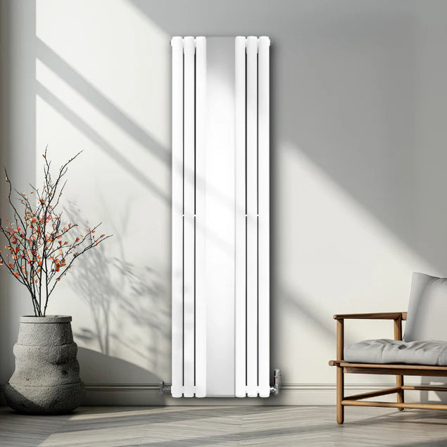 Luxury Oval Mirror Radiator Including Valves - 1800mm x 565mm - White