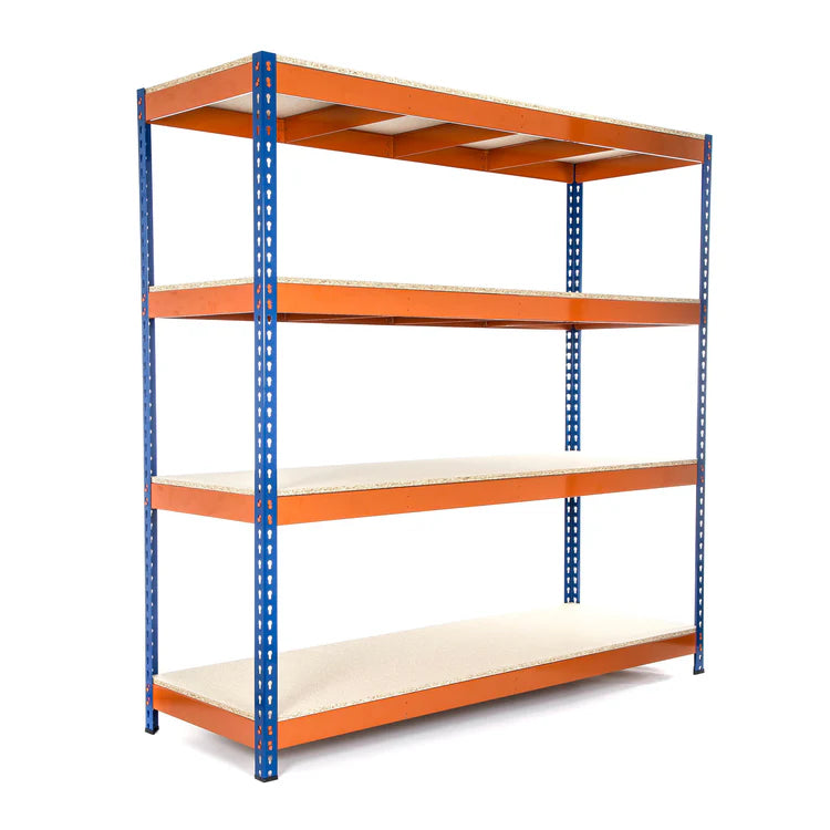 Heavy Duty Racking Shelving Unit With 5 Tier Shelfs 1800mm H x 1800mm W x 450mm D - 12 X Storage Boxes 38L