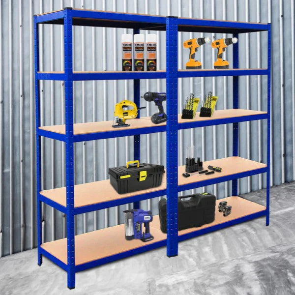 Metal Racking Shel 2 X Garage Racking 5 Tier Shelving Unit Boltless Heavy Duty Metal Shel ...