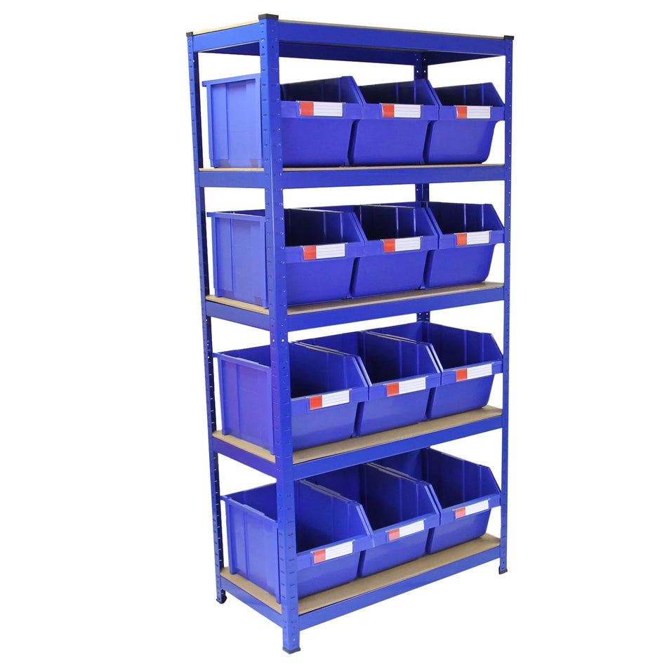 T-RaxWorks 90cm Shelving with 12 x Storage Quick Pick Bins