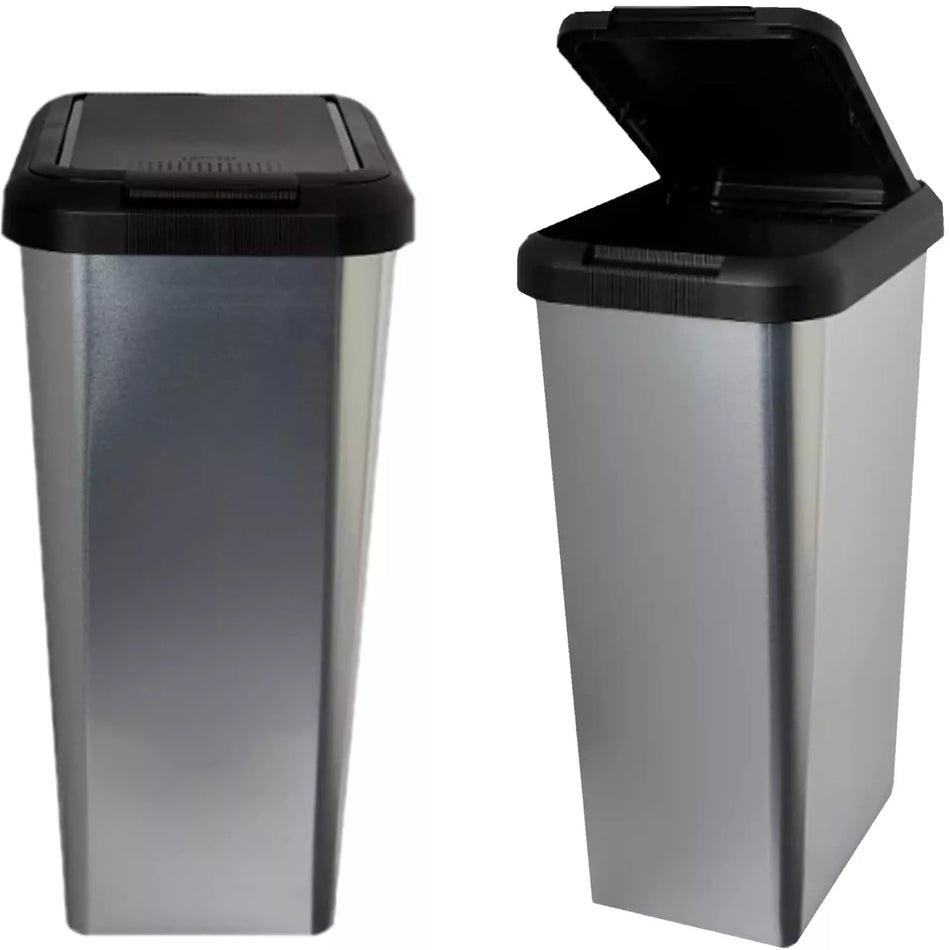 Silver 45L Kitchen Bin – Heavy Duty Swing Top Waste Bin with Lift & Touch Lid