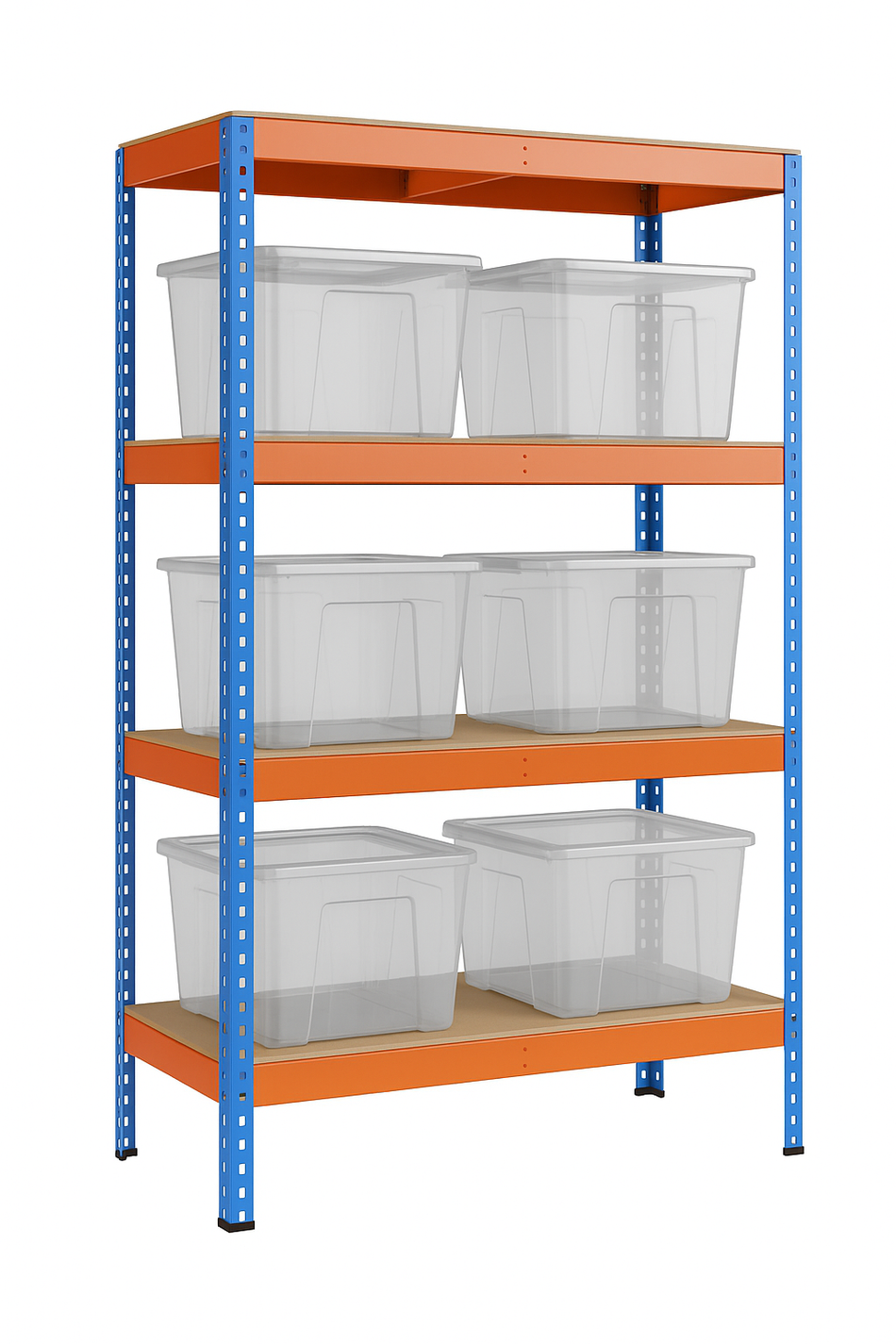 Heavy Duty Racking Shelving Unit With 5 Tier Shelfs 180cm H, 90cm W, 45cm D - 6 X Storage Boxes 38L