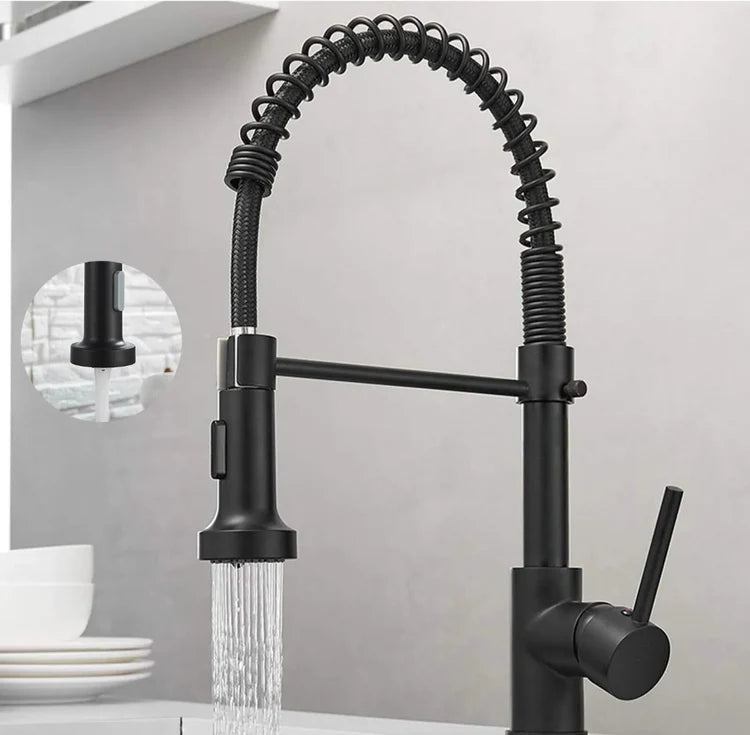 Matte Black Pull-Down Kitchen Sink Tap