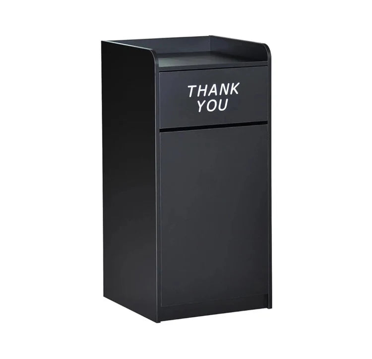 Wooden Bin Cabinet, Takeaway Restaurant Trash Bin - Black