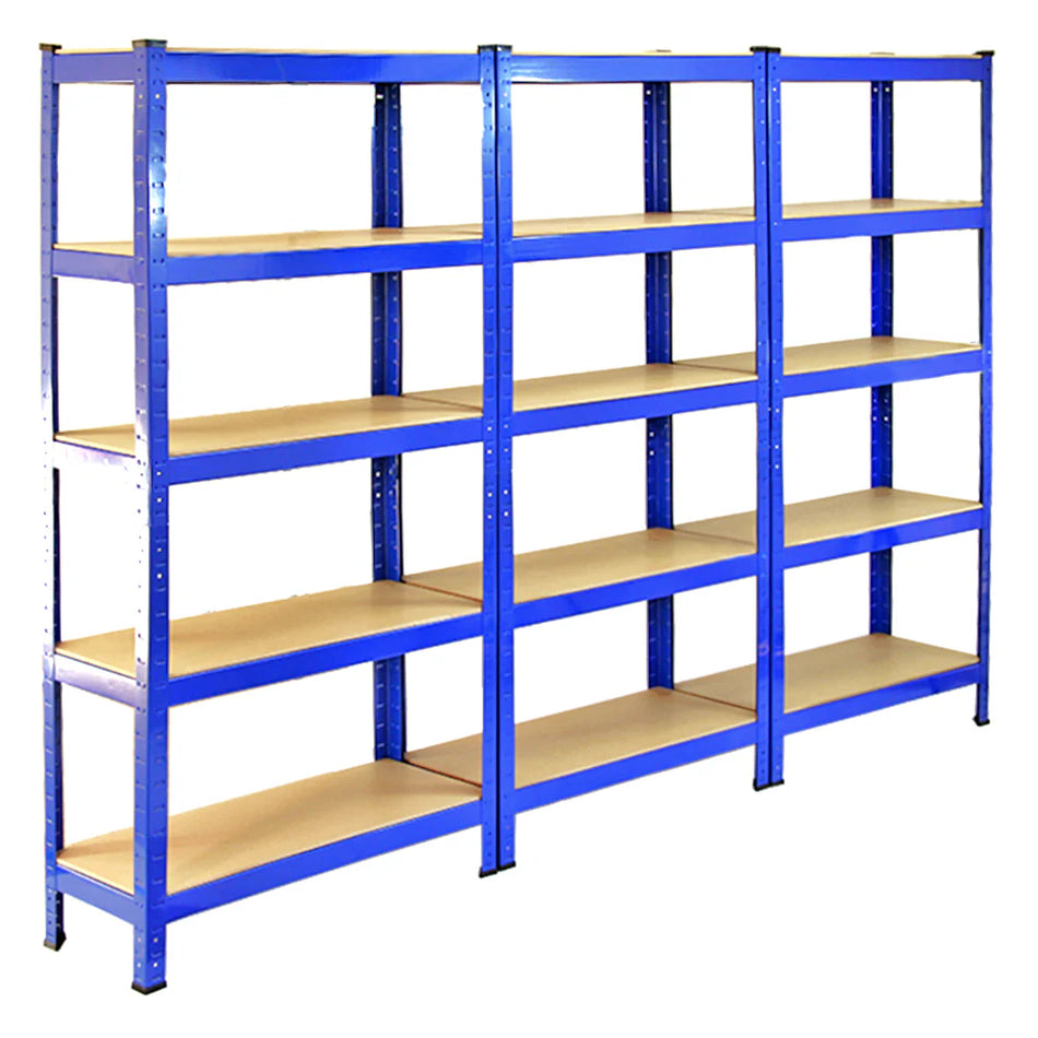3 x 75cm Garage Racking 5 Tier Shelving Unit Boltless Heavy Duty Metal Shelving Shed Storage