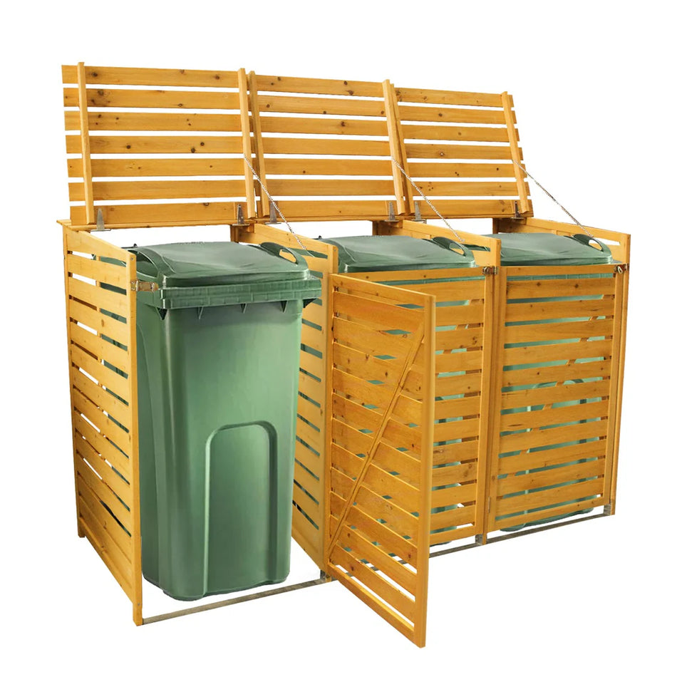 Triple Wheelie Bin Storage – Wooden Outdoor Bin Store for 3 Bins