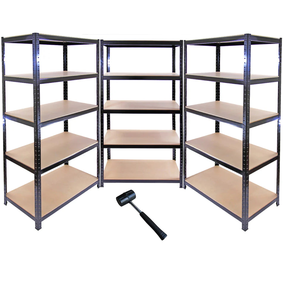 270cm - 3 x RaxWorks 90cm Blue Racking With Bay Connectors - Black