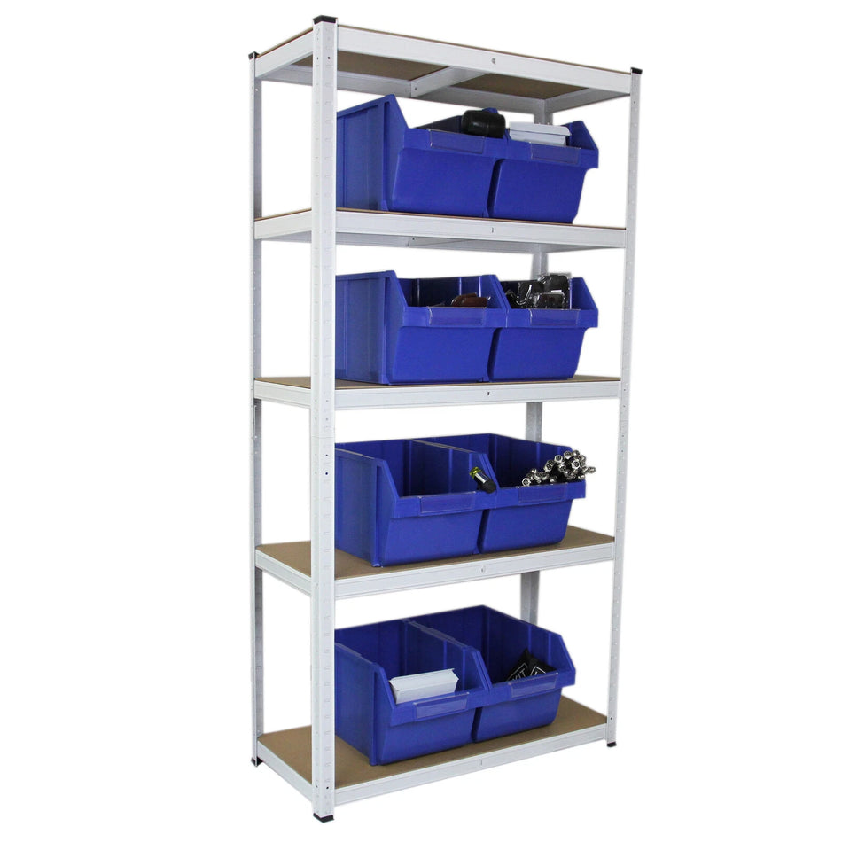 Garage Racking 5 Tier Shelving Unit Boltless Heavy Duty Metal Shelving Shed Storage In White