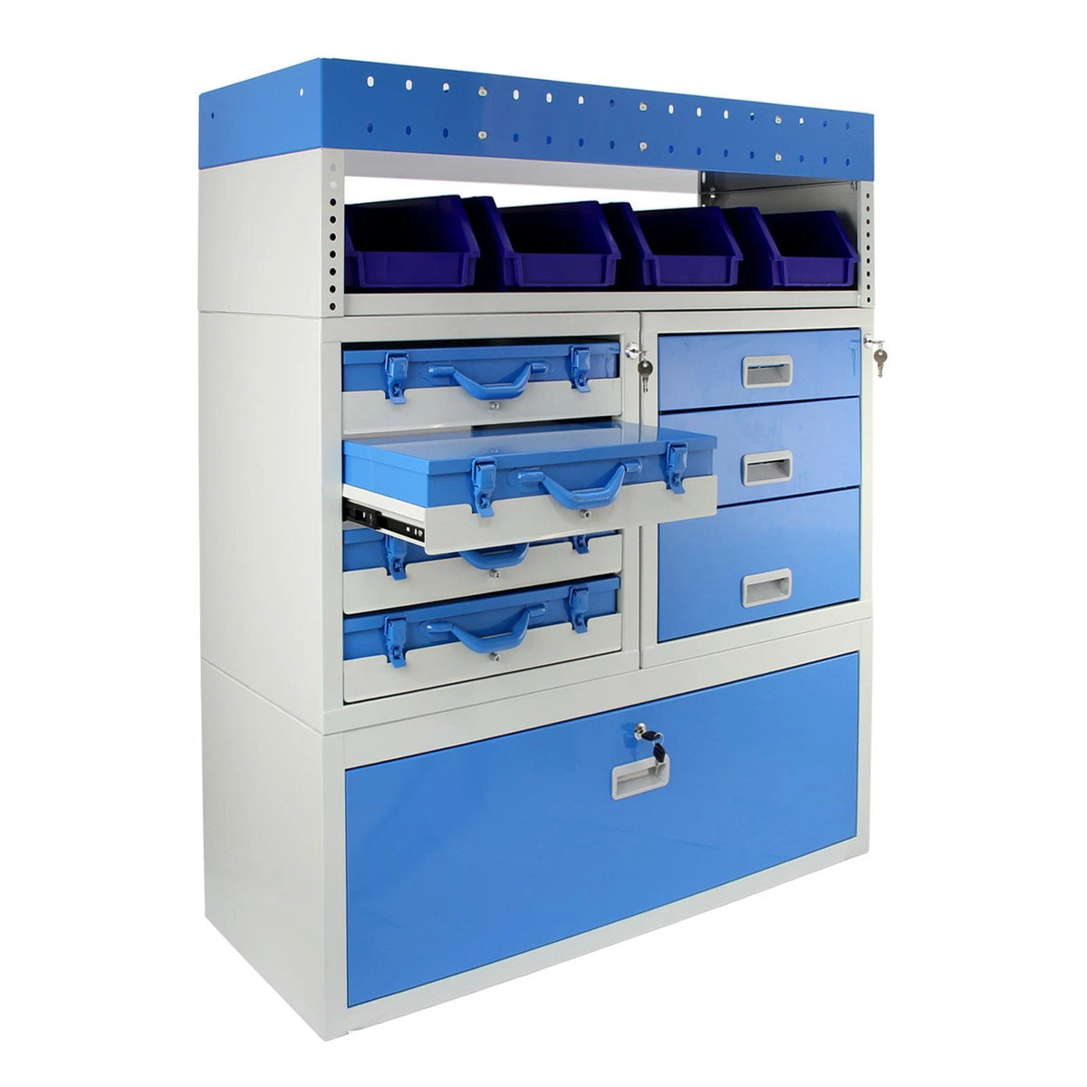 Lockable Racking Storage For Boxes Van Racking Storage, Vehicle Metal Shelving With Lockable Drawers Unit ...